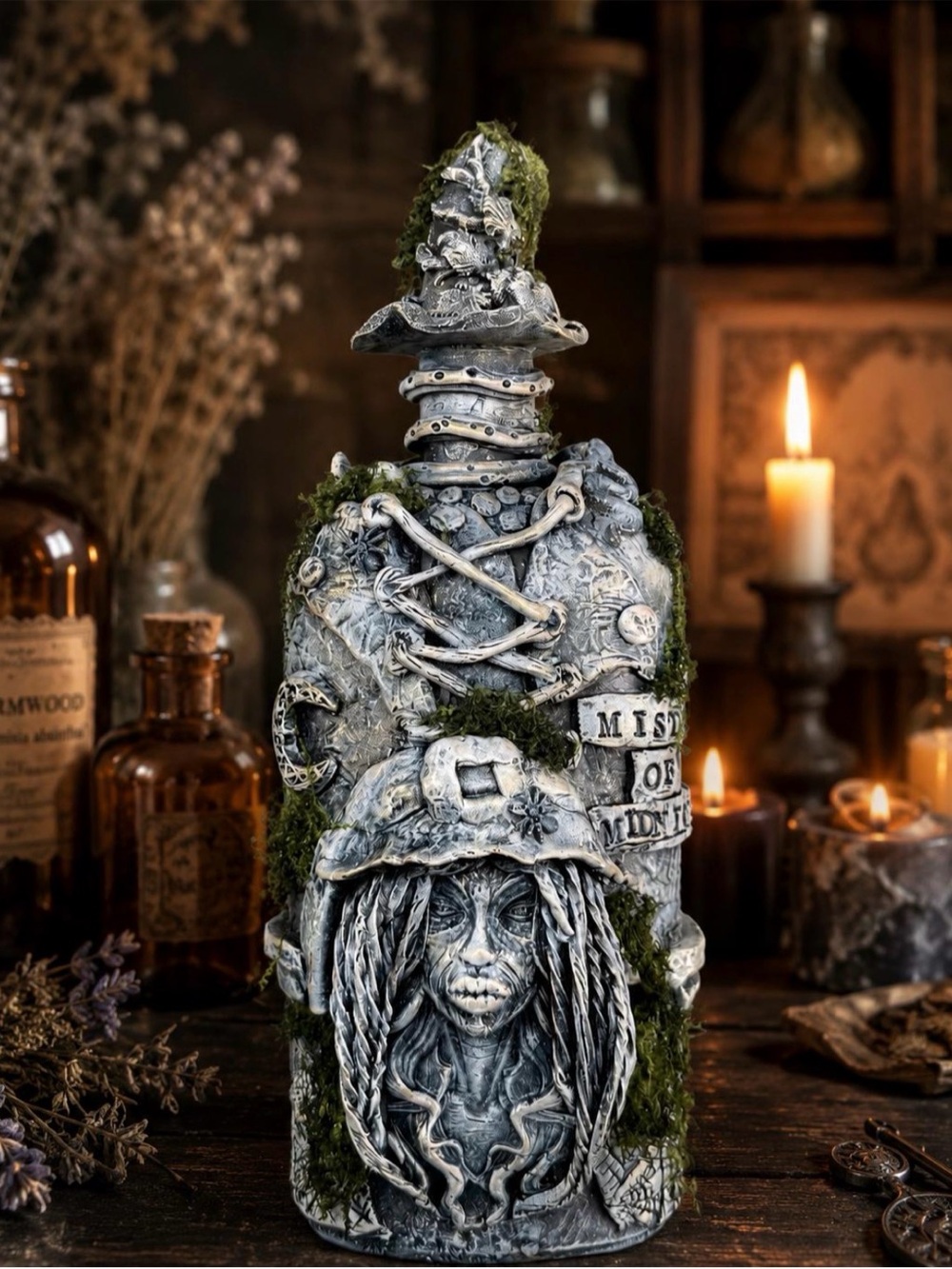 Mystic Witch Decorative Bottle Handmade Gothic Witchy Oddities Bottle